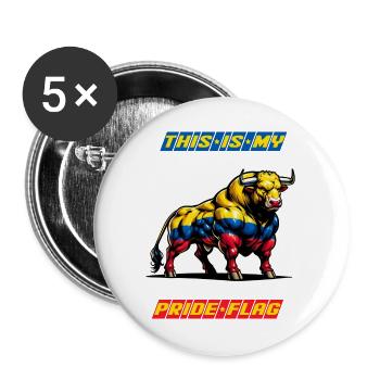C'est mon fier drapeau, la Colombie - Lot de 5 grands badges (56 mm) - blanc - Devant