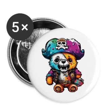 Teddybär / Kuscheltier / Stofftier / Geschenkidee - Buttons groß 56 mm (5er Pack) - Weiß - Vorne