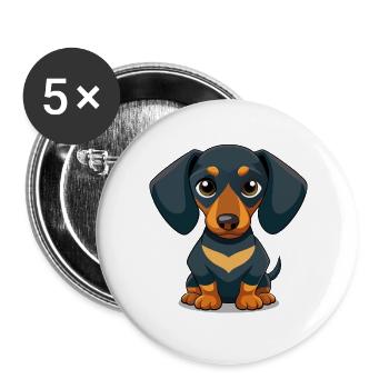 Cute Cartoon Dachshund Puppy shirt - Buttons large 2.2''/56 mm (5-pack) - white - Front