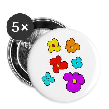 blumen - Buttons groß 56 mm (5er Pack) - Weiß - Vorne