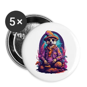 Vivid Colors Music Festival Forest Mushrooms - Buttons large 2.2''/56 mm (5-pack) - white - Front