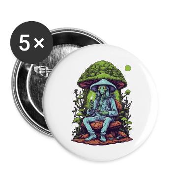 Lebendige Farben Musik Festival Wald Pilze - Buttons groß 56 mm (5er Pack) - Weiß - Vorne
