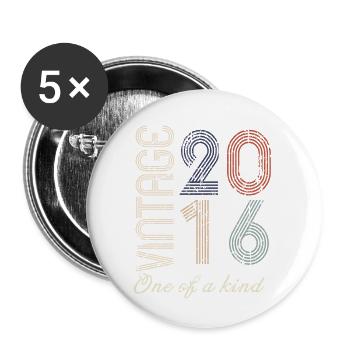 8th Anniversary 2016 - Vintage Retro Gift Idea - Buttons large 2.2''/56 mm (5-pack) - white - Front