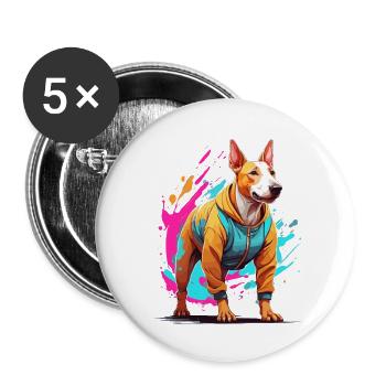 Bull Terrier Streetwear Aesthetic Fitness Look - Buttons large 2.2''/56 mm (5-pack) - white - Front