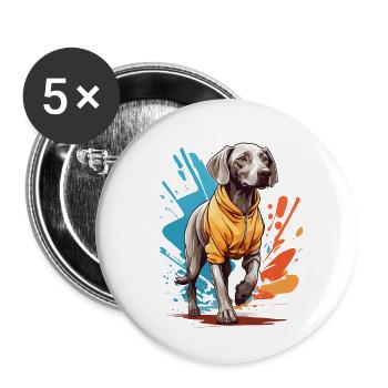Braque de Weimar Esthétique Fitness Style Streetwear - Lot de 5 grands badges (56 mm) - blanc - Devant