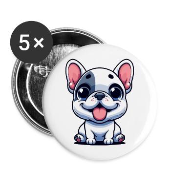 Designs For Kids – Fröhliche Frenchies - Buttons groß 56 mm (5er Pack) - Weiß - Vorne
