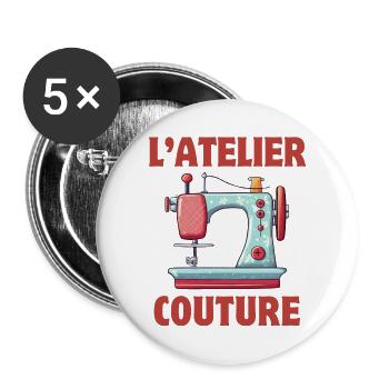 Nähen, Nähwerkstatt, Sticken - Buttons groß 56 mm (5er Pack) - Weiß - Vorne