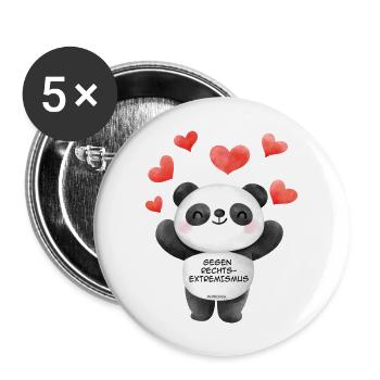 Mimikama Panda gegen Rechtsextremismus - Buttons groß 56 mm (5er Pack) - Weiß - Vorne