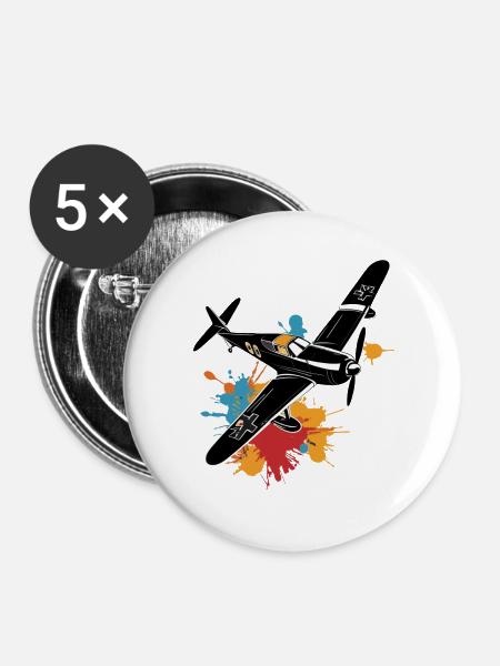 Modellflugzeug Pilot Flugzeug Hobby Design - Buttons groß 56 mm (5er Pack) - Weiß