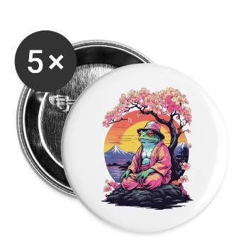 Grenouille Streetwear Esthétique Vintage - Lot de 5 grands badges (56 mm) - blanc - Devant
