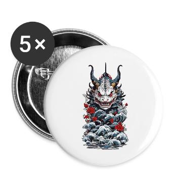 Seeungeheuer Japanischer Dämon Yokai Style - Buttons groß 56 mm (5er Pack) - Weiß - Vorne