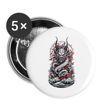 Seeungeheuer Aesthetic Yokai Japanischer Oni - Buttons groß 56 mm (5er Pack) - Weiß - Vorne