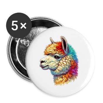 Alpaka - Buttons groß 56 mm (5er Pack) - Weiß - Vorne