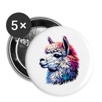 Alpaka - Buttons groß 56 mm (5er Pack) - Weiß - Vorne