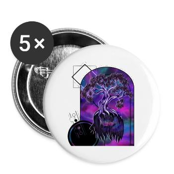 Spiritueller Baum – Geometrische Kunst - Buttons groß 56 mm (5er Pack) - Weiß - Vorne