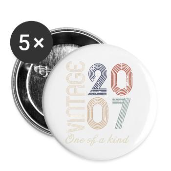 17e anniversaire 2007 - idée cadeau rétro Vintage - Lot de 5 grands badges (56 mm) - blanc - Devant