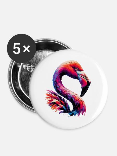 Flamingo - Buttons groß 56 mm (5er Pack) - Weiß