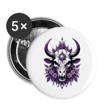 Feather Mandala Skull Spiritual Design - Buttons large 2.2''/56 mm (5-pack) - white - Front