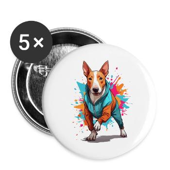 Bull Terrier Streetwear Jogging Aesthetic Style - Buttons large 2.2''/56 mm (5-pack) - white - Front