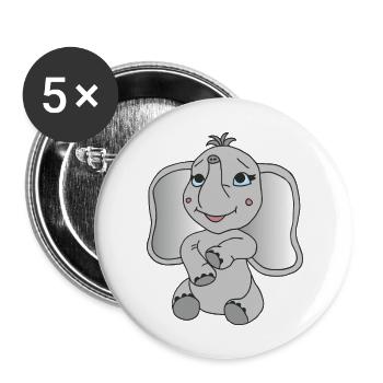 Kleiner süßer Elefant - Buttons groß 56 mm (5er Pack) - Weiß - Vorne
