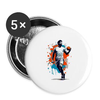 Handball Player Streetwear Iconic Style Design - Buttons large 2.2''/56 mm (5-pack) - white - Front