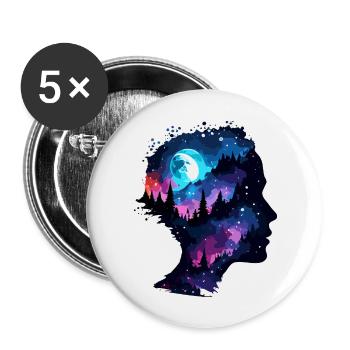 Silhouette / Wald / Porträt / Bäume / Person - Buttons groß 56 mm (5er Pack) - Weiß - Vorne