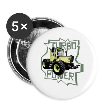MB trac turbo power traktor - Buttons groß 56 mm (5er Pack) - Weiß - Vorne