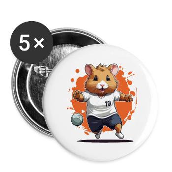 Handballspieler Hamster Streetwear Ikonischer Stil - Buttons groß 56 mm (5er Pack) - Weiß - Vorne