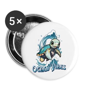 Ocean Vibes Turtle - Buttons groß 56 mm (5er Pack) - Weiß - Vorne