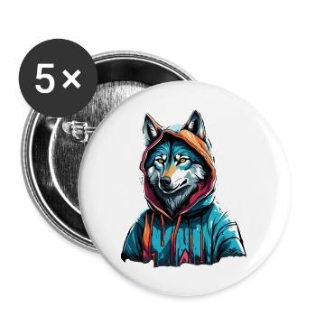 Coolest Wolf in Town - Buttons groß 56 mm (5er Pack) - Weiß - Vorne