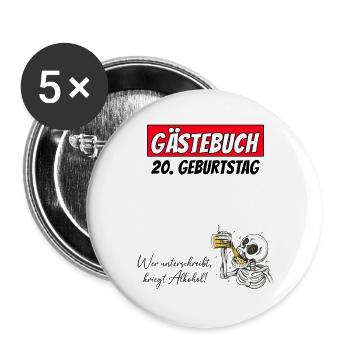 20th Birthday Guestbook Signatures Alcohol - Buttons large 2.2''/56 mm (5-pack) - white - Front
