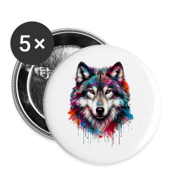 Wolf - Buttons large 2.2''/56 mm (5-pack) - white - Front