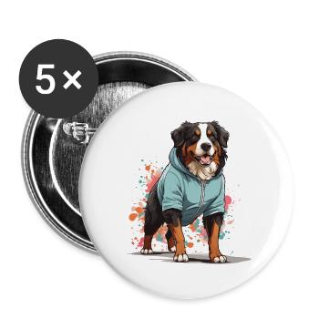 Border Collie Streetwear Jogging Style Esthétique - Lot de 5 grands badges (56 mm) - blanc - Devant