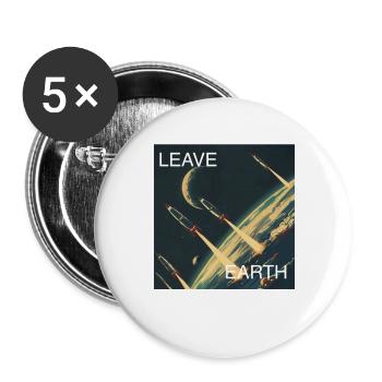 Retro Style Plakat Raumfahrt „Leave Earth“ - Buttons groß 56 mm (5er Pack) - Weiß - Vorne