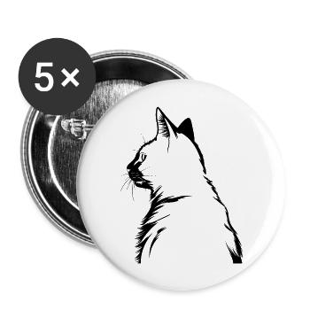 Cat, Cat Motif - Buttons large 2.2''/56 mm (5-pack) - white - Front