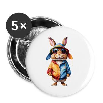 Easter Bunny Colorful, Cute and Cute for Easter - Buttons large 2.2''/56 mm (5-pack) - white - Front