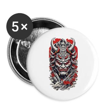 Esthétique Yokai Oni Démon Japonais Ukiyo-E - Lot de 5 grands badges (56 mm) - blanc - Devant