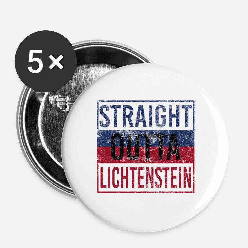 Straight Outta Lichenstein - Buttons groß 56 mm (5er Pack) - Weiß