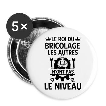 Roi du bricolage 2 - Lot de 5 grands badges (56 mm) - blanc - Devant