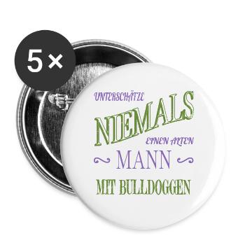 lieben haustier cool doggie alter mann bday - Buttons groß 56 mm (5er Pack) - Weiß - Vorne