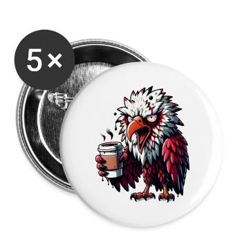 Geier als Morgenmuffel vor dem 1. Kaffee - Buttons groß 56 mm (5er Pack) - Weiß - Vorne