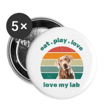 love my lab - Buttons groß 56 mm (5er Pack) - Weiß - Vorne