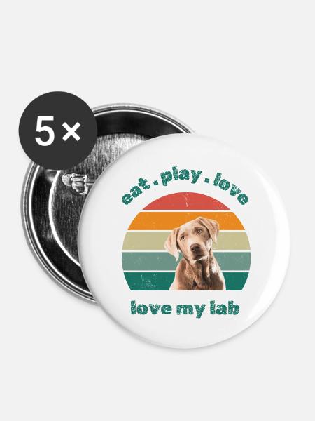 love my lab - Buttons groß 56 mm (5er Pack) - Weiß