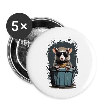 Cool Possum Funny Garbage Can Residents - Buttons large 2.2''/56 mm (5-pack) - white - Front