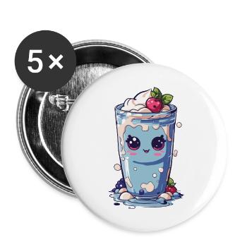 Myrtilles Mignon Milkshake Doux Amusant - Lot de 5 grands badges (56 mm) - blanc - Devant