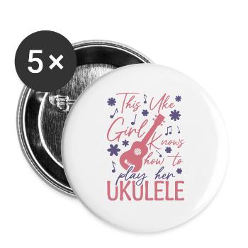 Uke Girl - Buttons groß 56 mm (5er Pack) - Weiß - Vorne