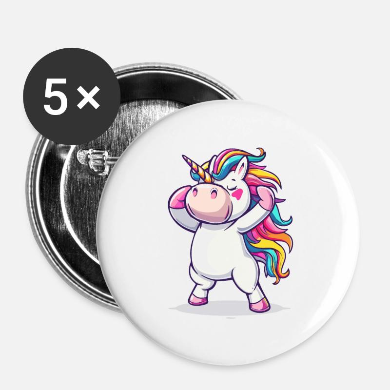 Dancing Unicorn - Buttons large 2.2''/56 mm (5-pack) - white