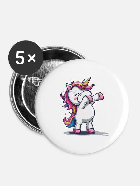 Küssendes Einhorn Cartoon - Buttons groß 56 mm (5er Pack) - Weiß