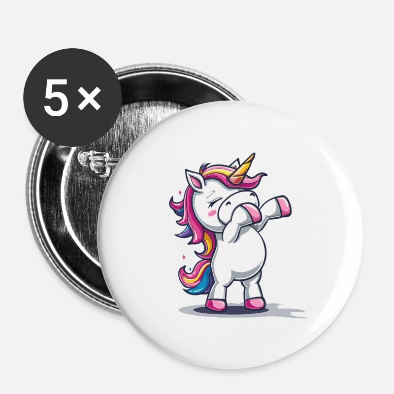 Dancing Unicorn - Buttons large 2.2''/56 mm (5-pack) - white
