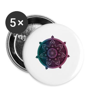 Mandala Symbolischer Kompass – Ornament Illustrati - Buttons groß 56 mm (5er Pack) - Weiß - Vorne